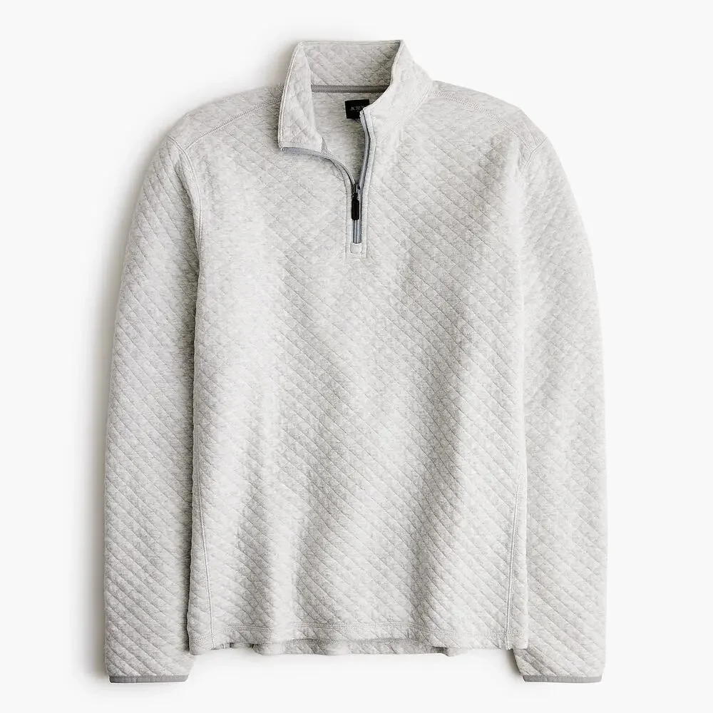 J. Crew Men's Quilted Quarter-Zip Sweatshirt Long Sleeve Heather Slate Sz L NWT